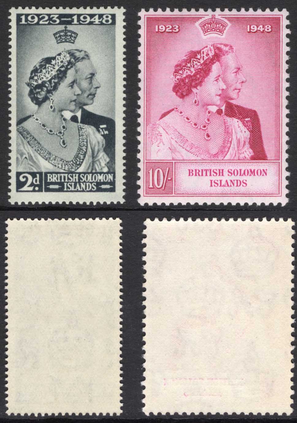 British Solomon Is SG75/76 1949 Silver Wedding U/M Cat 10.50 pounds