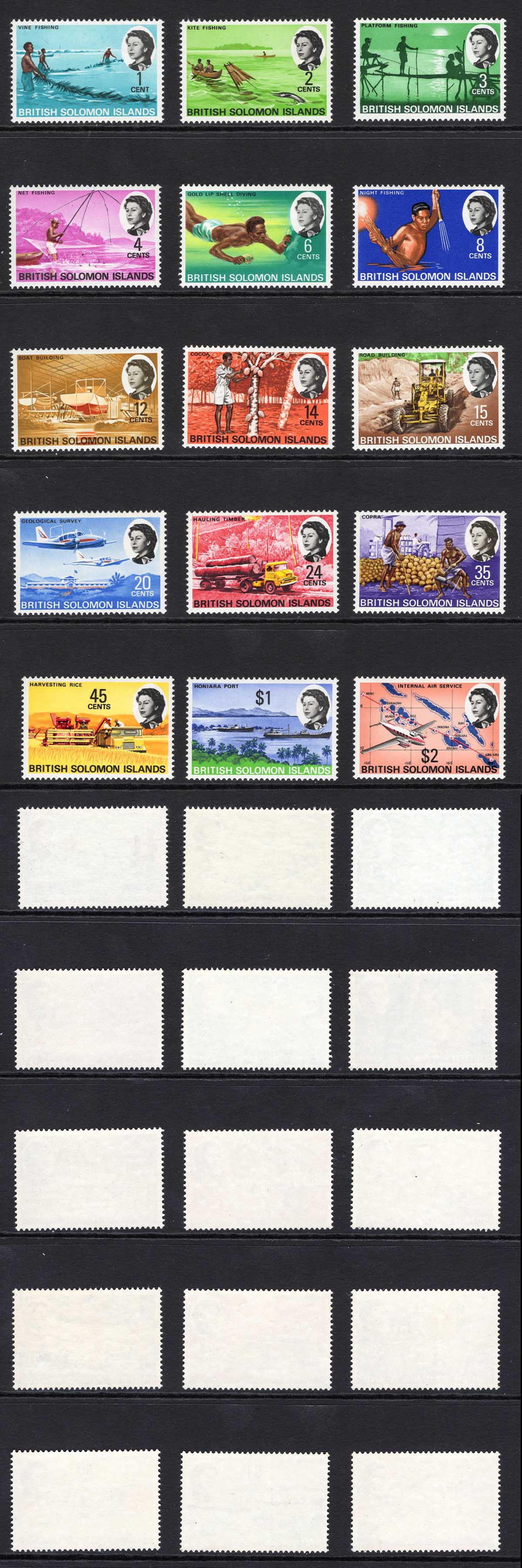 British Solomon Is SG166/80 Set of 15 U/M Cat 22 pounds