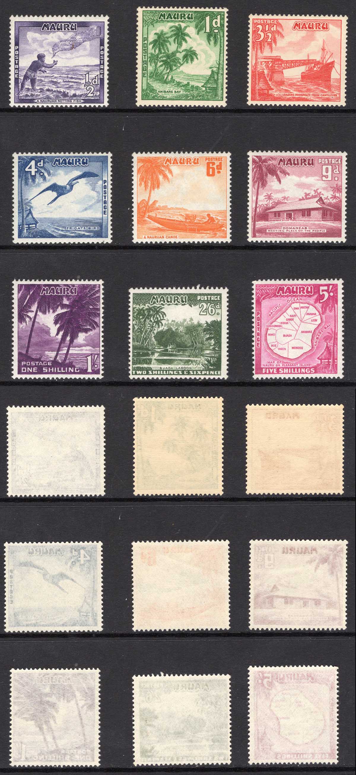 Nauru SG48/56 1954 Set of 9 U/M Cat 15 pounds