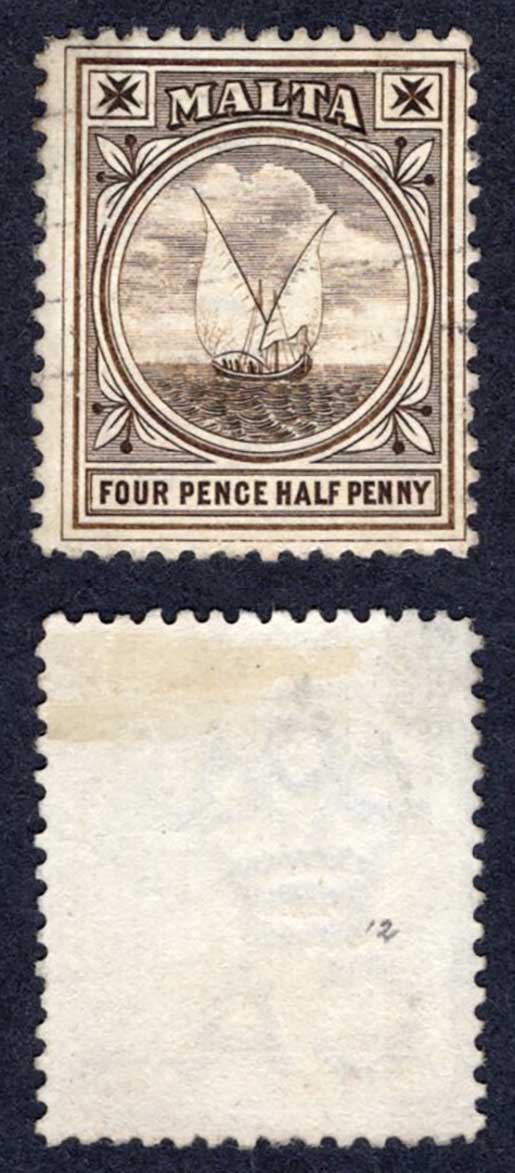 Malta SG32 4 1/2d Wmk CA used Cat 17 pounds