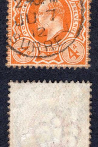 KEVII SG286 4d Bright Orange Harrison Perf 15 x 14 Fine used Cat 15 pounds