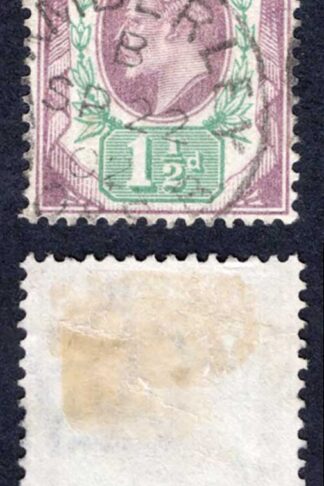 KEVII SG221 1 1/2d Dull Purple and Green DLR used  Cat 15  pounds