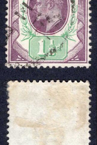 KEVII SG222 1 1/2d Slate Purple and Green DLR used  Cat 15  pounds