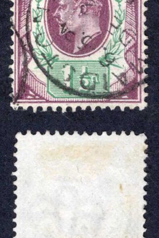 KEVII SG222 1 1/2d Slate Purple and Green DLR used  Cat 15  pounds