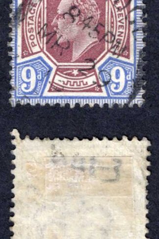 KEVII SG307 9d Dull reddish purple and  blue Somerset house used  Cat 45  pounds