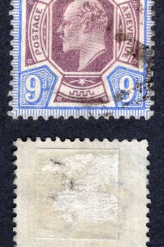 KEVII SG307a 9d Deep plum and blue  Somerset house used Cat 60  pounds