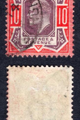 KEVII SG256 10d Dull purple and scarlet/chalky used Cat 65 pounds