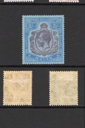 Malta SG97/103 1921 Set to 2/- (no 10/-) Wmk Script M/M Cat 140 pounds