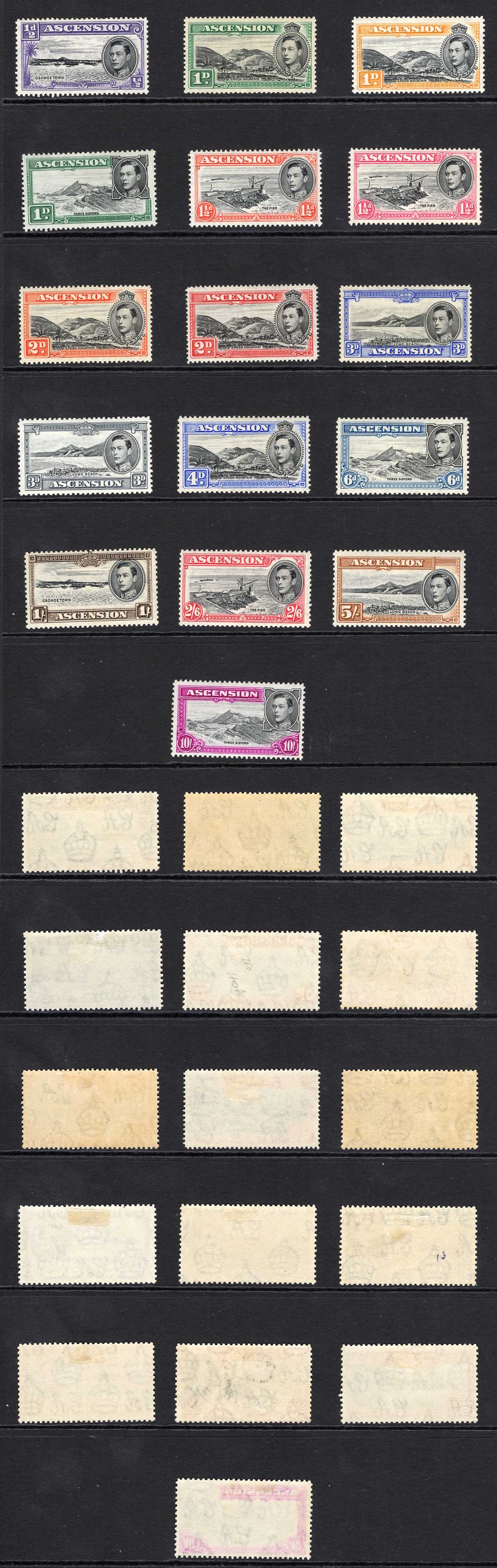 Ascension SG38b/47b KGVI set of 16 M/M Cat 275 pounds