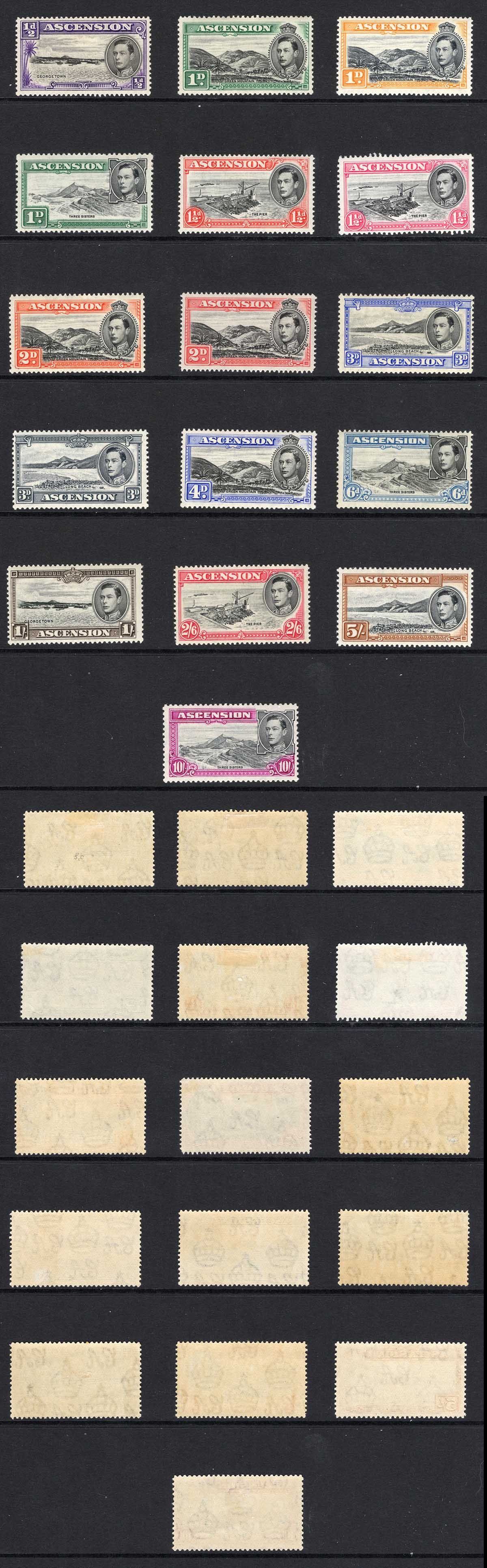 Ascension SG38b/47b KGVI set of 16 M/M Cat 275 pounds
