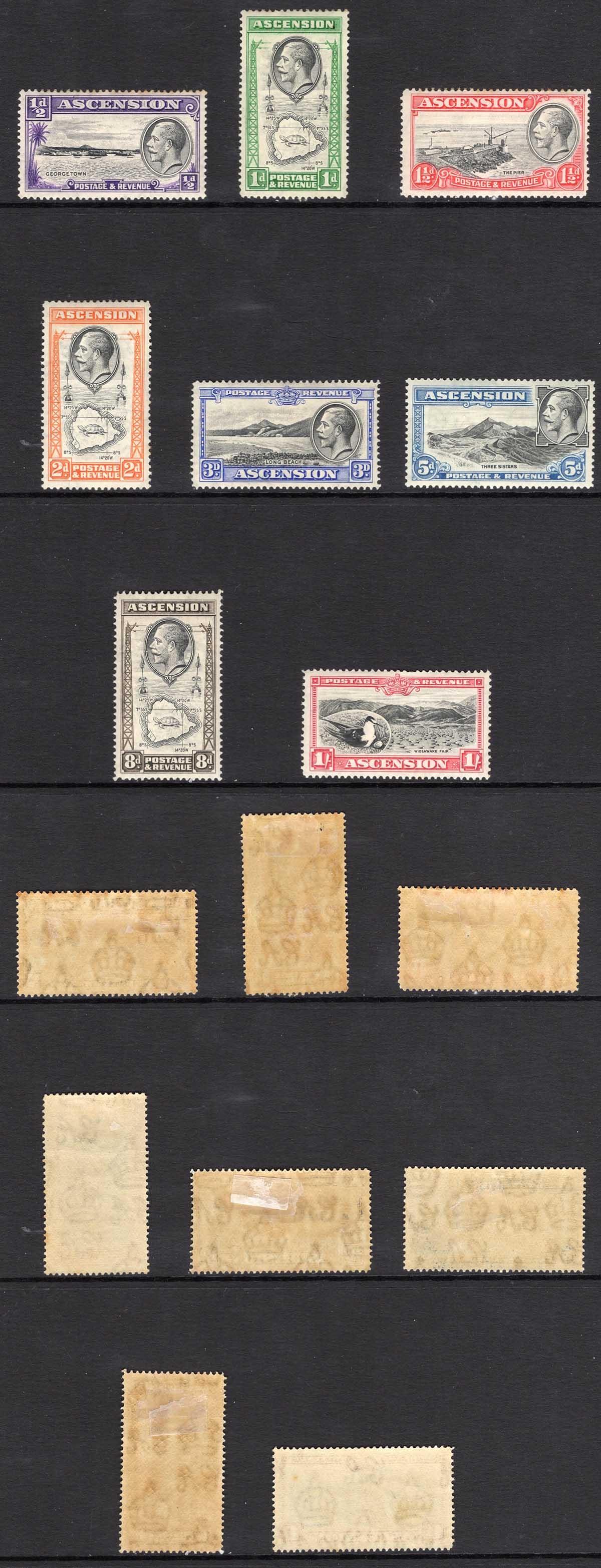 Ascension SG21/8 1934 set to 1/- M/M Cat 38.75 pounds