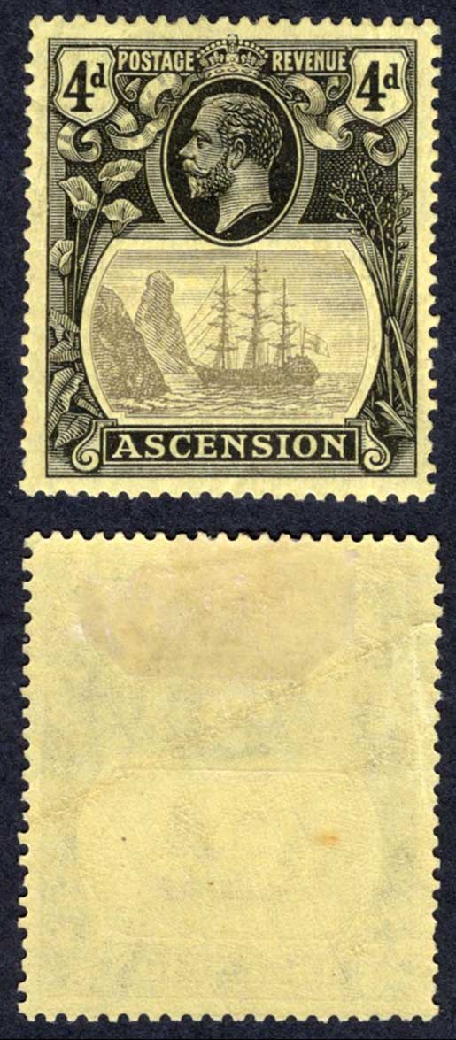 Ascension SG15 4d Grey-black and black Badge of Helena M/M Cat 50 pounds