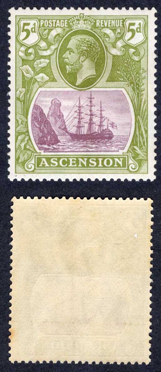 Ascension SG15d 5d Purple and Olive-green Badge of Helena M/M Cat 28 pounds