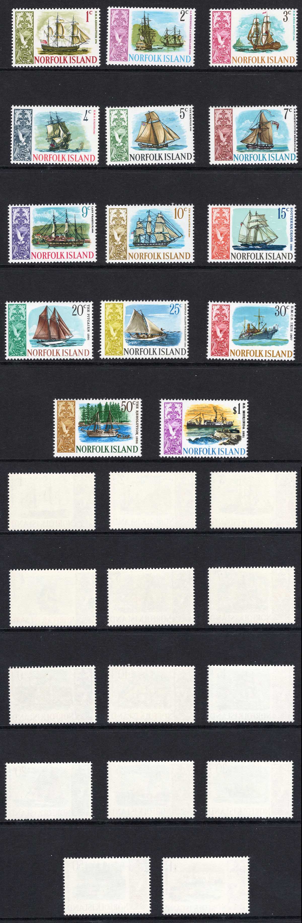 Norfolk Is SG77/90 Set of 14 Ships U/M Cat 10.50 pounds