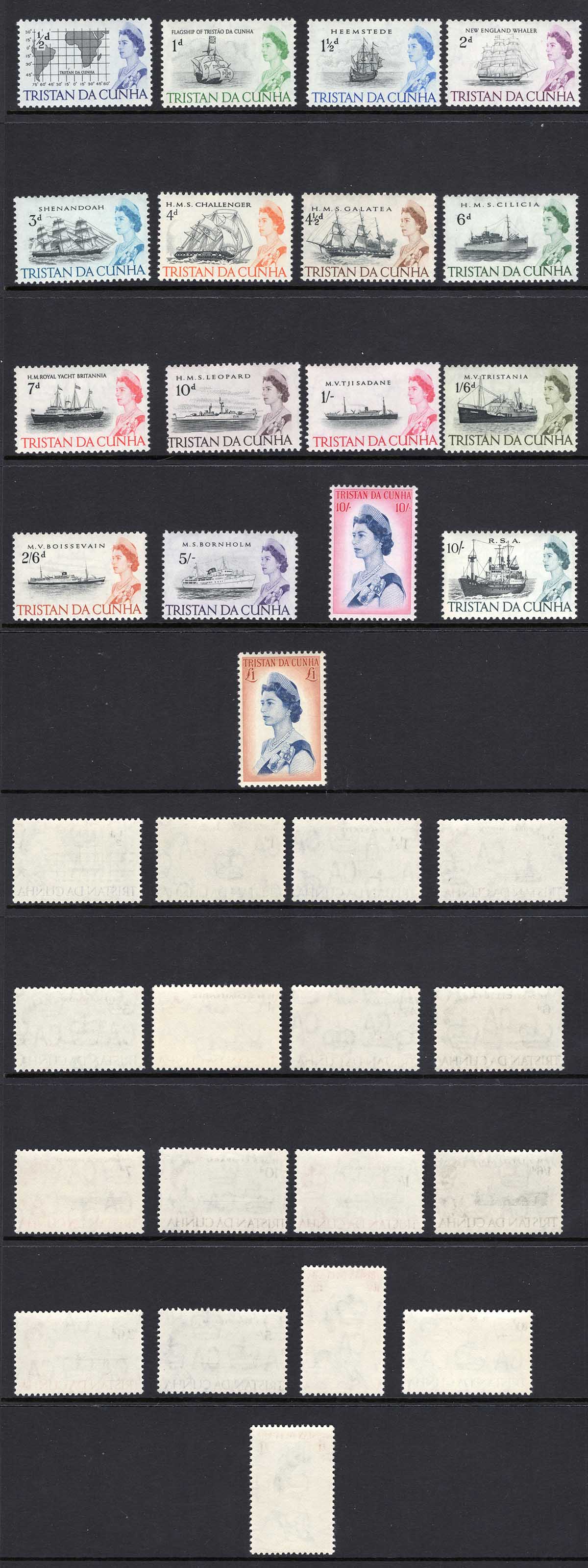 Tristan Da Cunha SG71/84b Set of 17 U/M Cat 60 pounds
