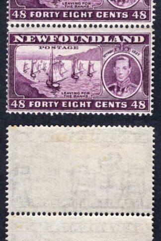 Newfoundland SG267 48c Perf 14 Pair With and Without Wmk M/M Cat 350 pounds
