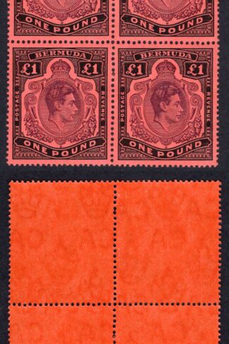 Bermuda SG121c One Pound Deep Reddish Purple and Black/pale red U/M Cat 240