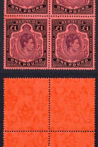 Bermuda SG121c One Pound Deep Reddish Purple and Black/pale red U/M Cat 240