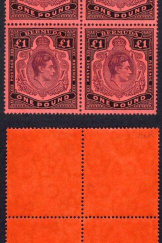 Bermuda SG121c One Pound Deep Reddish Purple and Black/pale red U/M Cat 240