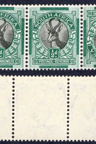 South Africa SG42b 1/2d Perf 14 x 14 Tete-beche Strip U/M Cat 1400++ pounds