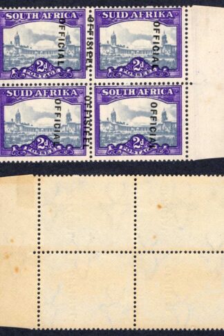 South Africa SGO36b 2d Slate and Bright Violet Misplaced overprint