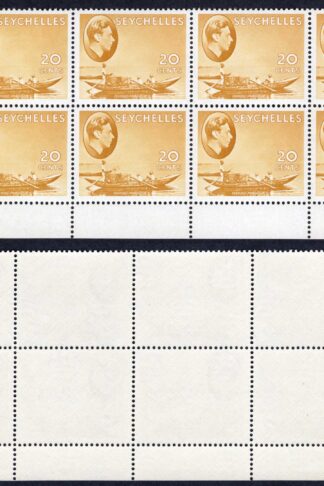 Seychelles SG140ab 20c Chalky Handkerchief Flaw U/M Cat 800 pounds
