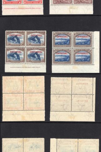 South West Africa SGO24a/27a Set in block inc Transposed Overprints. M/M Cat 339 pounds