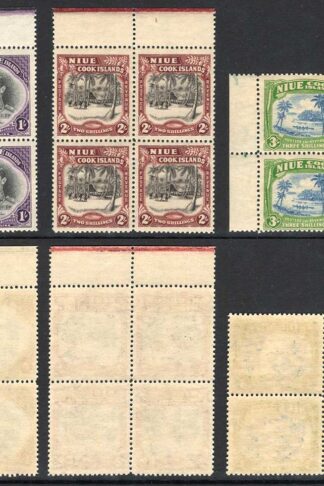 Niue SG75/7 1938 Set of 3 in U/M Blocks Cat 240 pounds