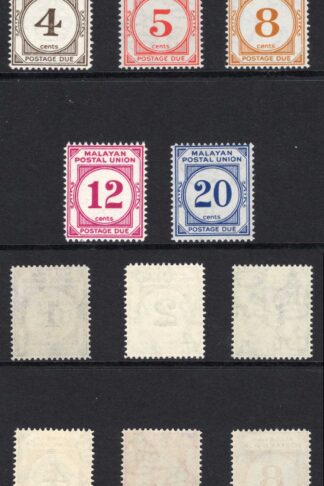 Malayan Postal Union SGD14/D21 1951 Set of Post Dues U/M Cat 95 pounds