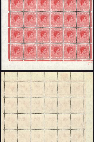 Bahamas SG154b 3d Scarlet Pane of 60 U/M Cat 180 pounds