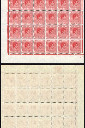 Bahamas SG154b 3d Scarlet Pane of 60 U/M Cat 180 pounds