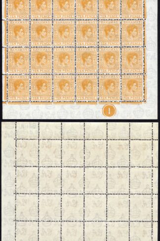 Bahamas SG154c 10d yellow-orange Pane of 60 U/M Cat 150 pounds