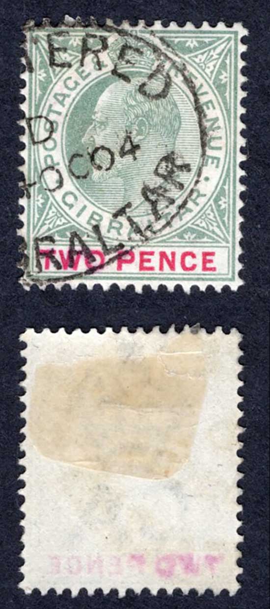 Gibraltar SG48 2d Grey Green and Carmine Wmk CA used Cat 45 pounds
