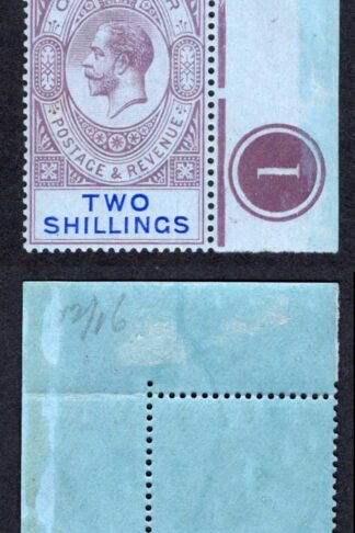 Gibraltar SG82 2/- Dull purple and blue/blue Wmk Mult CA U/M Cat 30 pounds