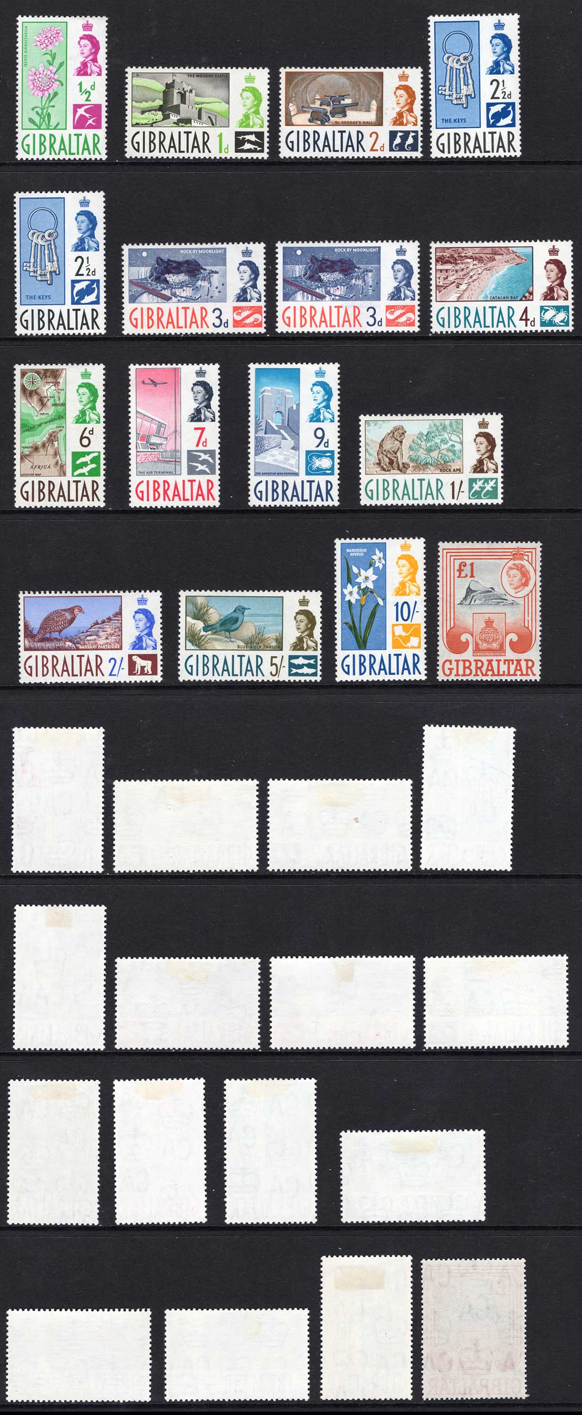 Gibraltar SG160/73 1960 Set of 14 a few extras M/M  Cat 85 pounds