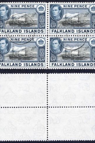 Falkland Is SG157 9d Black and Grey-blue CDS Block Cat 36+++ pounds