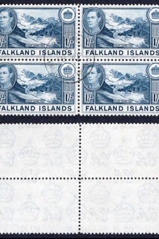Falkland Is SG158c 1/- Deep Dull Blue (thin paper) CDS Block Cat 560 pounds