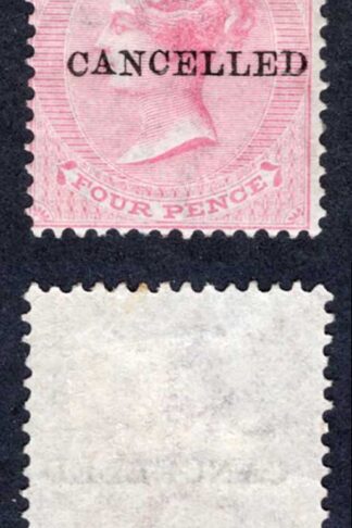 Mauritius SG62 4d Rose Wmk CC Opt CANCELLED Wmk M/M