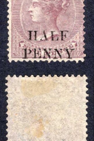 Mauritius SG76 HALF PENNY on 9d Dull Purple Part gum Cat 28 pounds