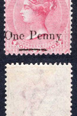 Mauritius SG80 One Penny on 4d Rose-carmine M/M Cat 30 pounds
