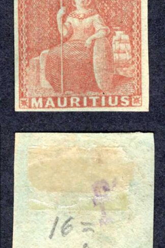 Mauritius SG30 (no value) in Red Prepared for used but not issued Cat 27 pounds