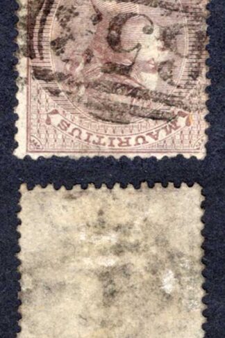 Mauritius SG56w 1d purple-brown Wmk CC INVERTED used Cat 40 pounds