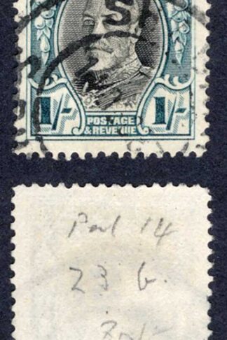 Southern Rhodesia SG23b 1/- Perf 14 used Cat 180 pounds