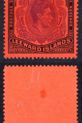 Leeward Is SG114c One Pound Viole and black/scarlet Perf 14 CDS Cat 42 pounds