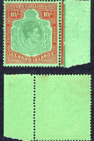Leeward Is SG113b 10/- Green and red/green U/M Cat 150 pounds
