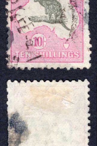 Australia SG136 10/- Kangaroo Wmk C of A trimmed perfs at right Cat 160 Pounds