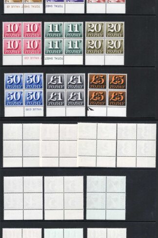 SGD77/D89 Post due set of 13 in U/M Marginal Blocks Cat 120 pounds