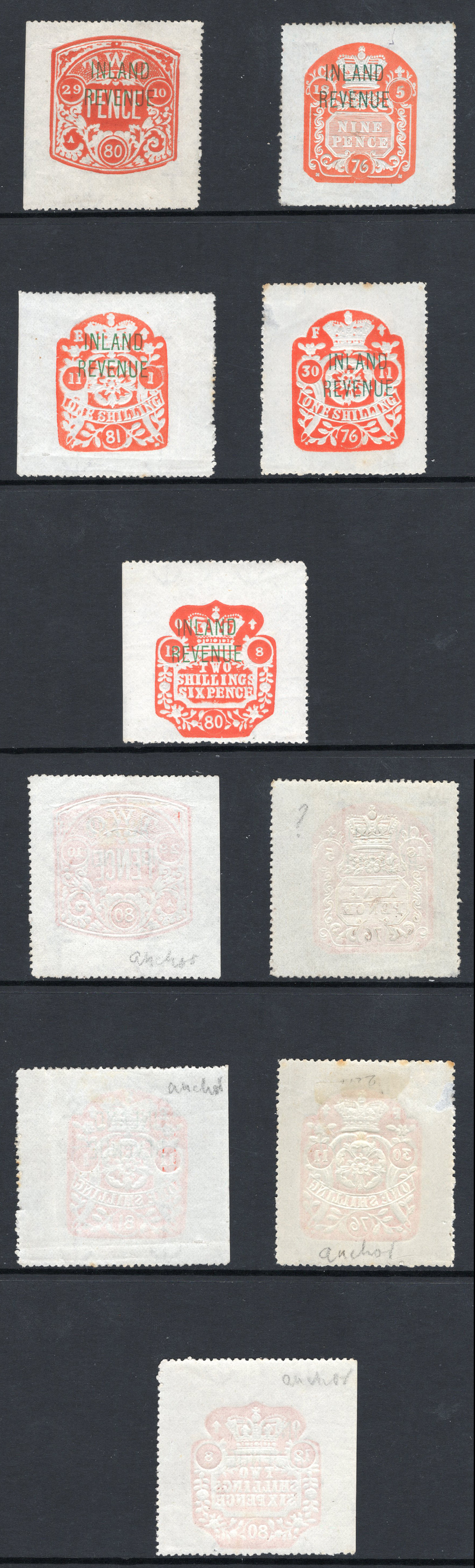 Postal Fiscals SGF50-4 Mint Set of Five Cat 2850 Pounds RARE