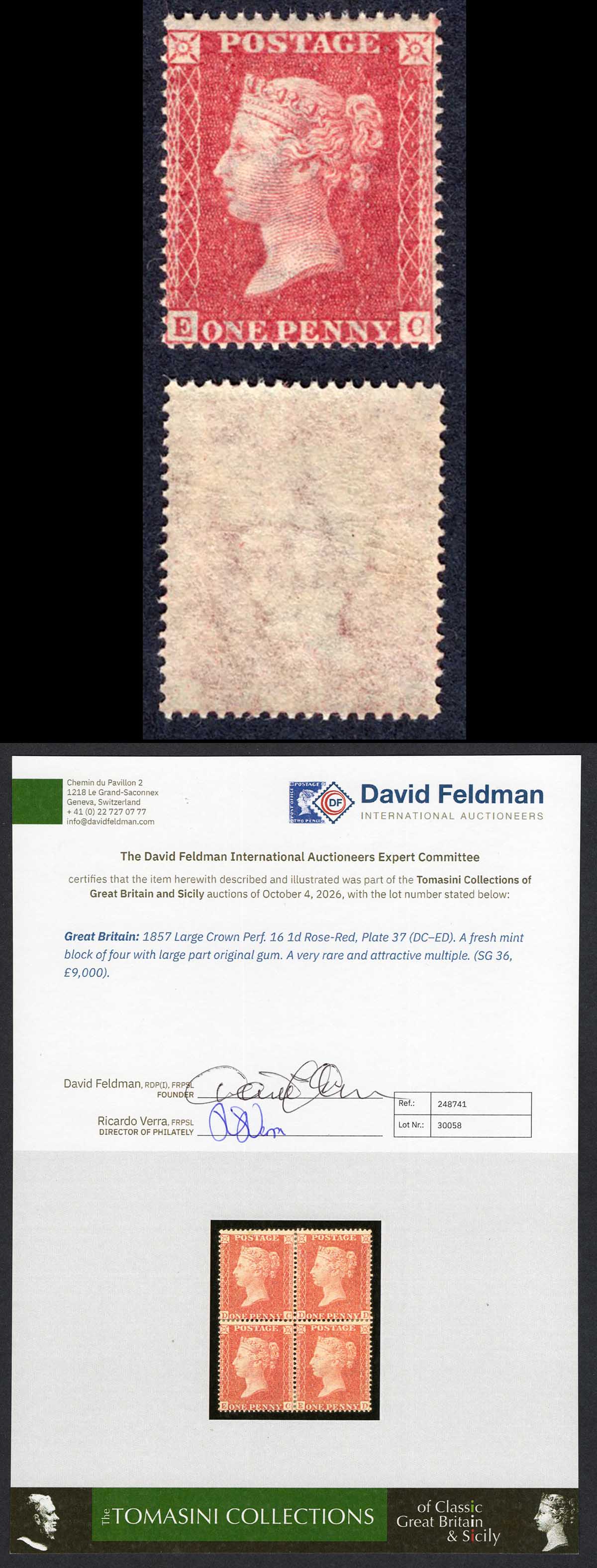 SG36 Penny Star (EC) Plate 37 Wmk Large Crown Perf 16 Superb Mint Ex Seymour