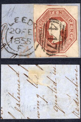SG57 10d  Embossed Superb Four Margins on Piece Cat 1200++